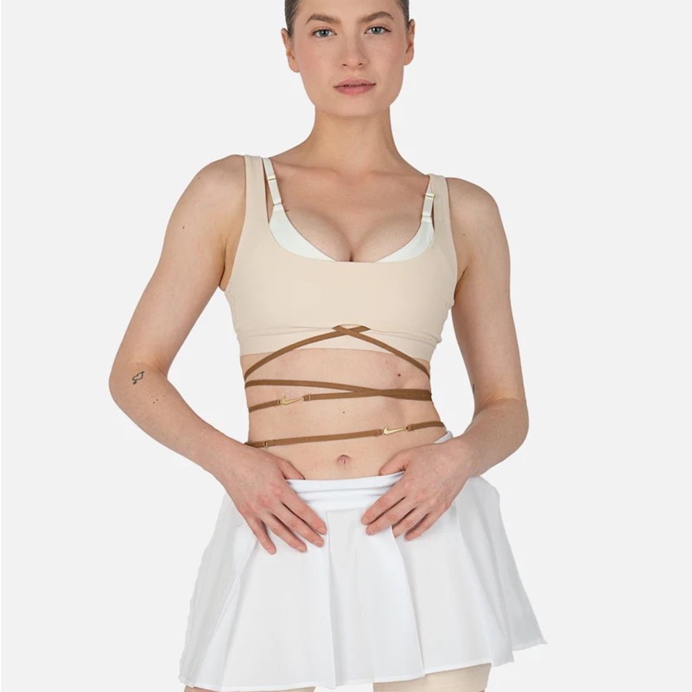 Jacquemus Beige Wrap Crop Top with White Trim